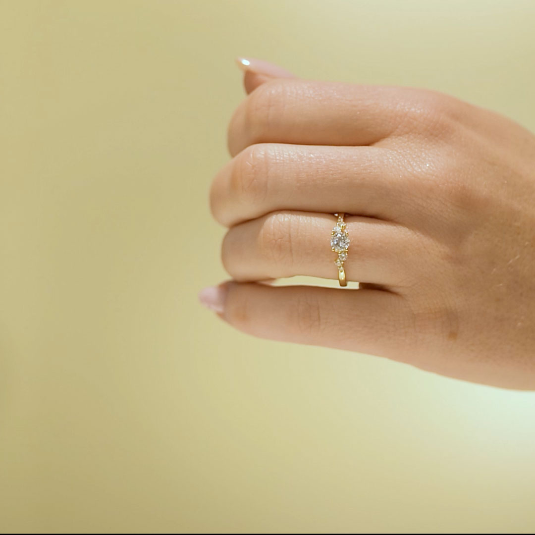 Förlovningsring Ocean, 0.50ct, gult guld